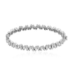 Tapered Baguette Diamond Prong 18K White Gold Designer Bangle Jewelry For Weddings