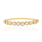 Pear Cut Diamond Pave Diamond Handmade 18k Yellow Gold Bangle For Women