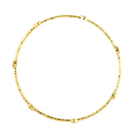 Pear Cut Natural Diamond Hammered 18k Yellow Gold Delicate Bangle