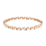 14K Rose Gold Natural Baguette Diamond Wedding Bangle Jewelry For Women's