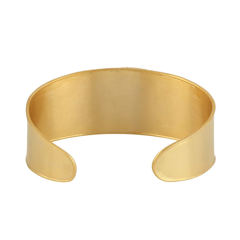 Cushion-Cut Emerald & Diamond Halo Wide Cuff Bracelet in 18K Yellow Gold