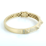 14K Yellow Gold Pave Natural Diamond Handmade Pyramid Wedding Bangle For Her