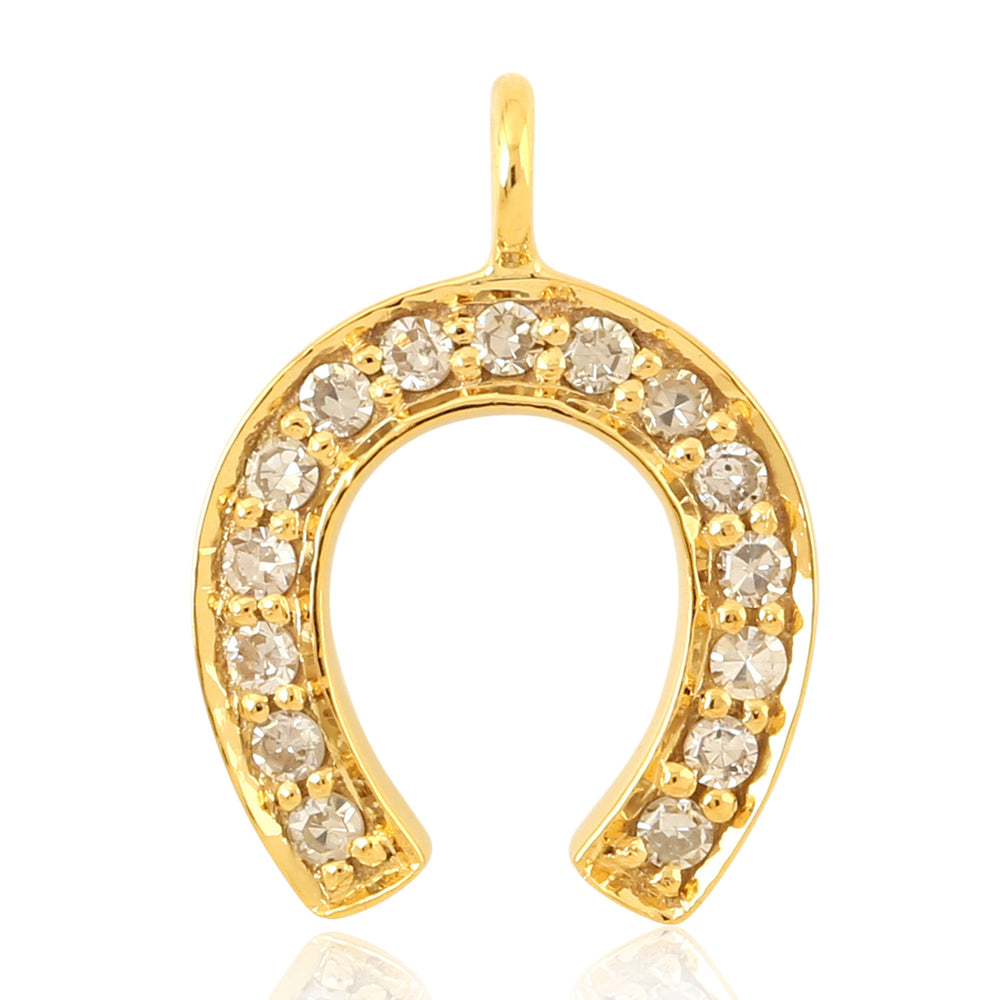 Diamond Horseshoe Charm Pendant in 14K Yellow Gold