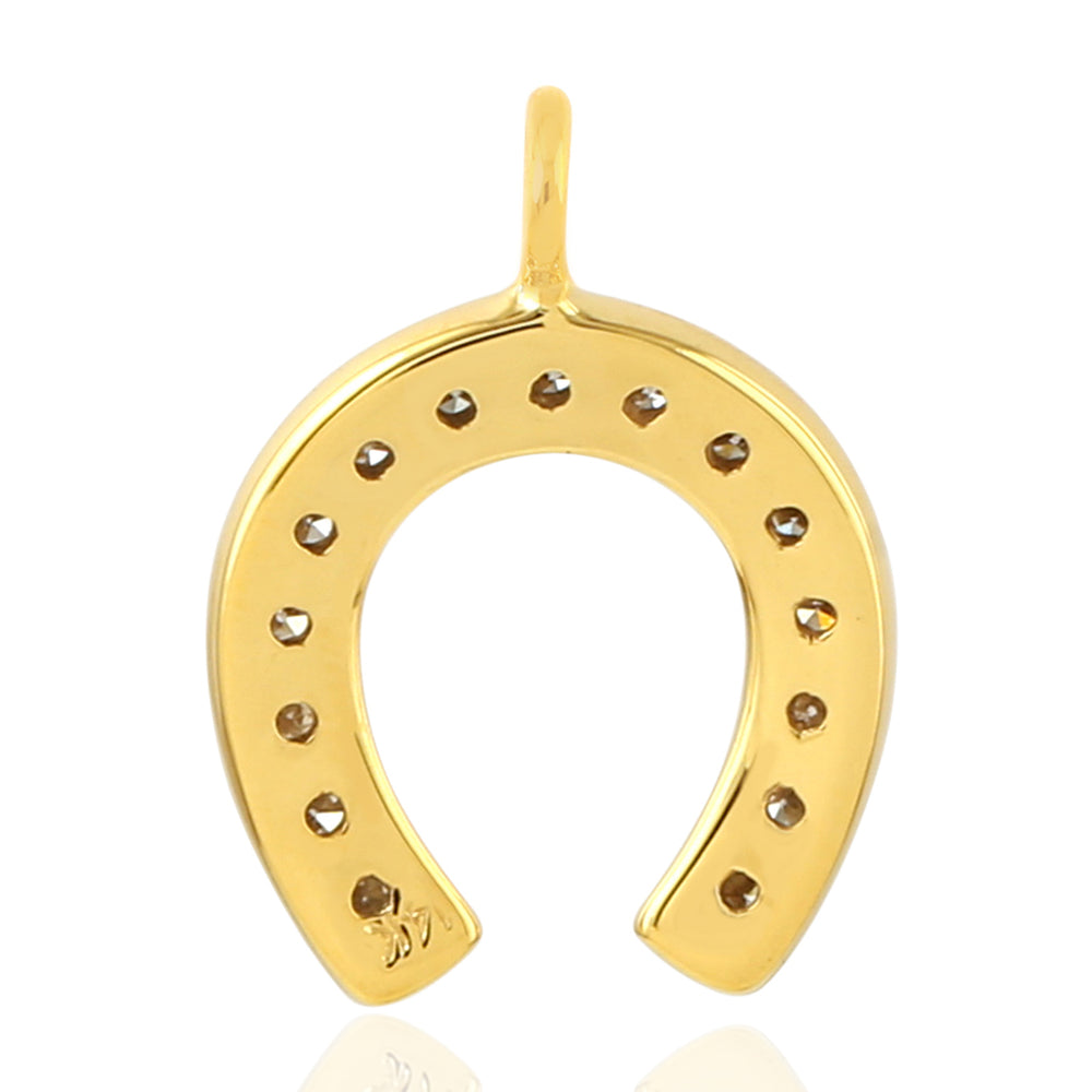 Diamond Horseshoe Charm Pendant in 14K Yellow Gold