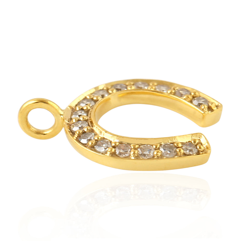 Diamond Horseshoe Charm Pendant in 14K Yellow Gold