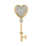 18K Yellow Gold Pave Diamond Key To My Heart Pendant Jewelry For Women