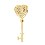 18K Yellow Gold Pave Diamond Key To My Heart Pendant Jewelry For Women