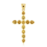 14K Yellow Gold 925 Silver Natural Uncut Diamond Cross Mythological Pendant Jewelry