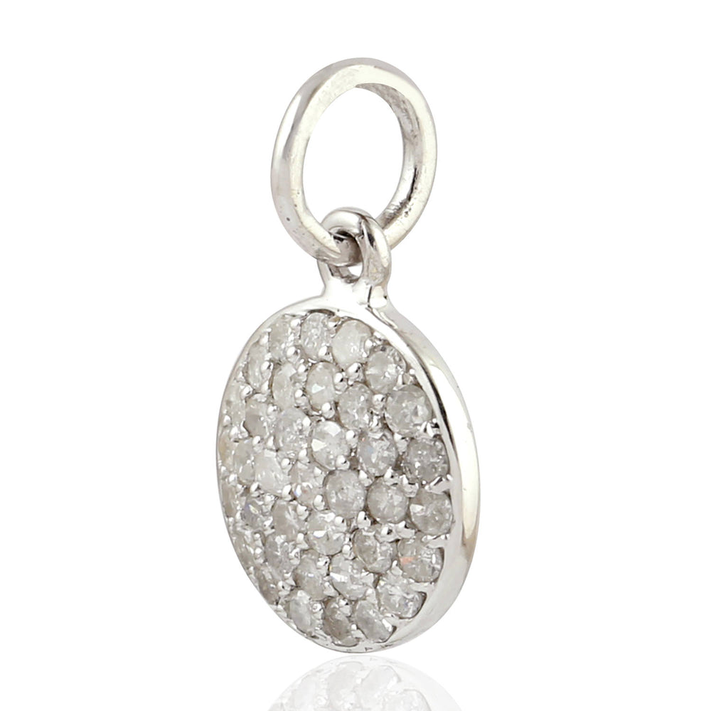 14K White Gold Pave Natural Diamond Charm Pendant For Gifts