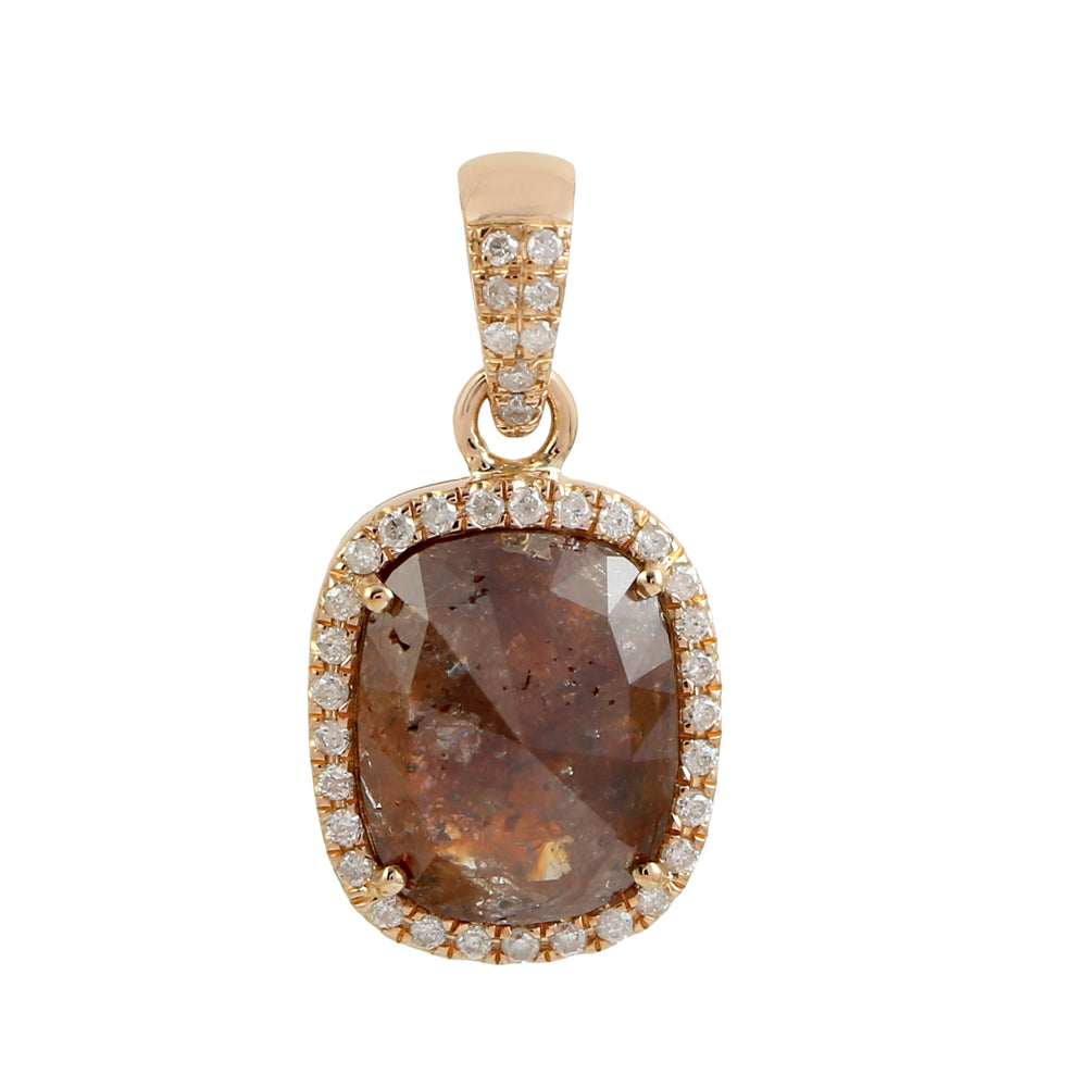 18K Rose Gold Natural Ice Diamond Designer Charm Pendant For Her