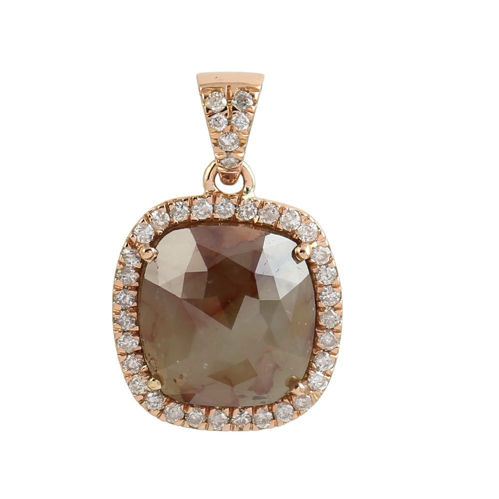 18K Rose Gold Natural Pave Ice Diamond Designer Charm Pendant Jewelry