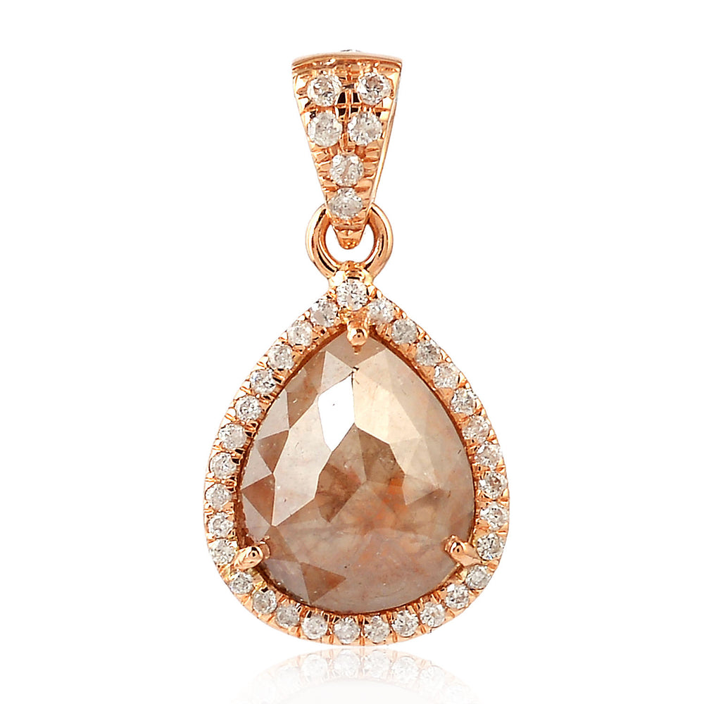 18k Rose Gold Pear Cut Ice Diamond Designer Charm Jewelry For Her