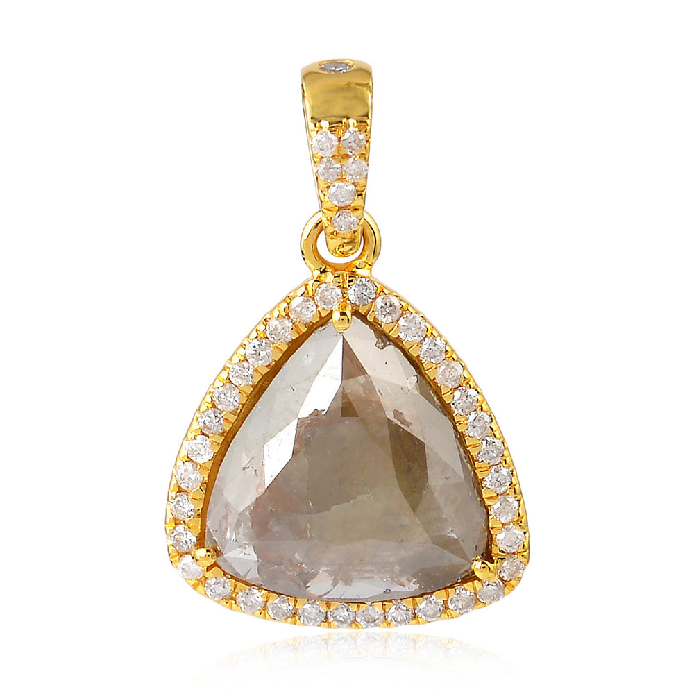 18K Yellow Gold Triangle Natural Ice Diamond Charm Jewelry For Her