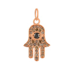 18K Rose Gold Prong Natural Ice Diamond Hand Humsa Charm Jewelry For Everyone