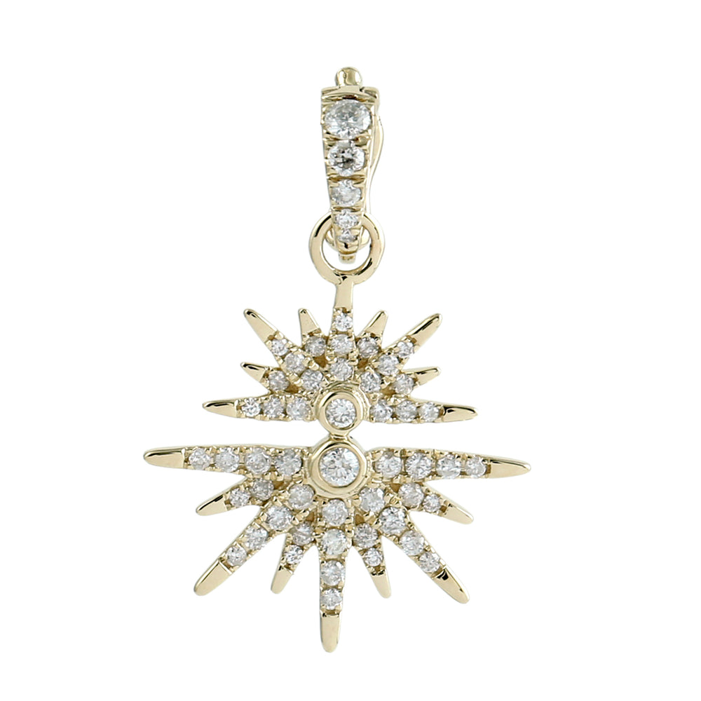 Micro Pave Diamond Sunburst Pendant in 14K Yellow Gold