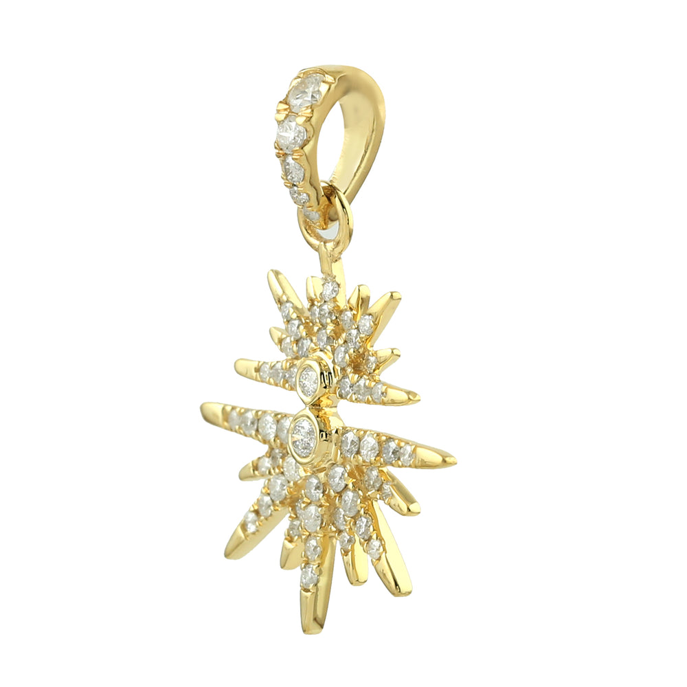 Micro Pave Diamond Sunburst Pendant in 14K Yellow Gold