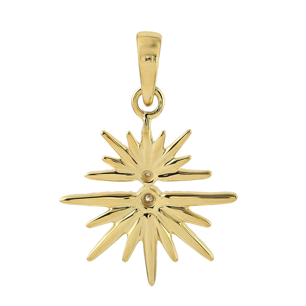 Micro Pave Diamond Sunburst Pendant in 14K Yellow Gold