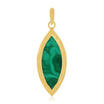 14k Yellow Gold Pave Diamond Marquise Malachite Gemstone Pendant Necklace Gift