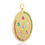 18K Yellow Gold Bezel Set  Multi Gemstone Designer Pendant Jewelry For Thanks Giving Gifts