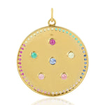 18K Yellow Gold Bezel Set  Multi Gemstone Designer Pendant Jewelry For Thanks Giving Gifts