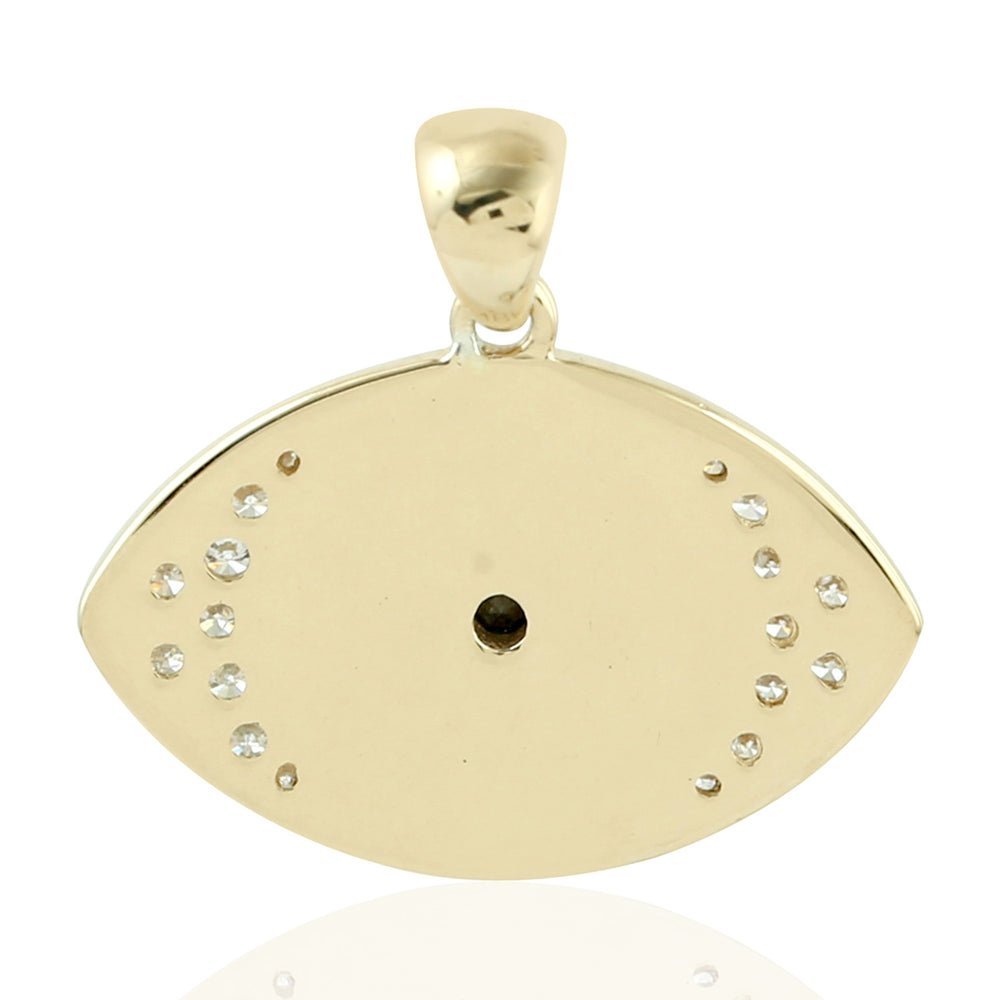 18K Yellow Gold Pave Natural Diamond Evil Eye Enamel Charm Pendant