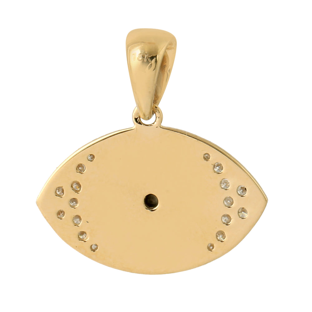 18K Yellow Gold Pave Diamond Enamel Evil Eye Charm Pendant