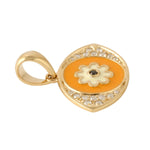 18K Yellow Gold Pave Diamond Enamel Evil Eye Charm Pendant