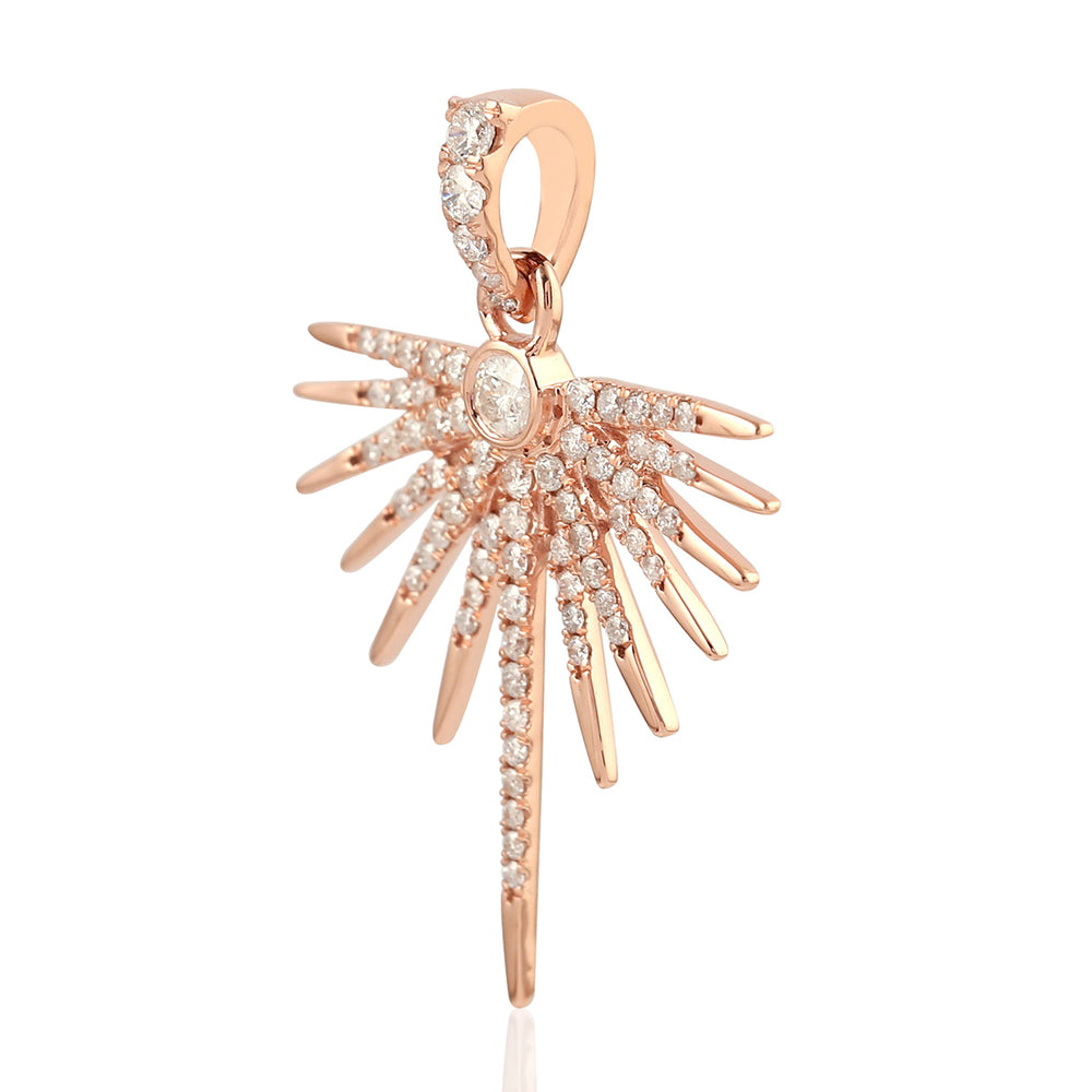 18K Rose Gold Micro Pave Diamond Starburst Pendant For Her