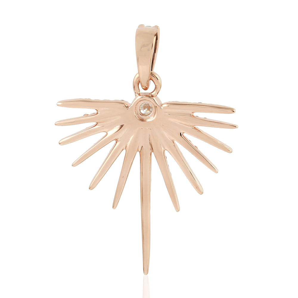 18K Rose Gold Micro Pave Diamond Starburst Pendant For Her