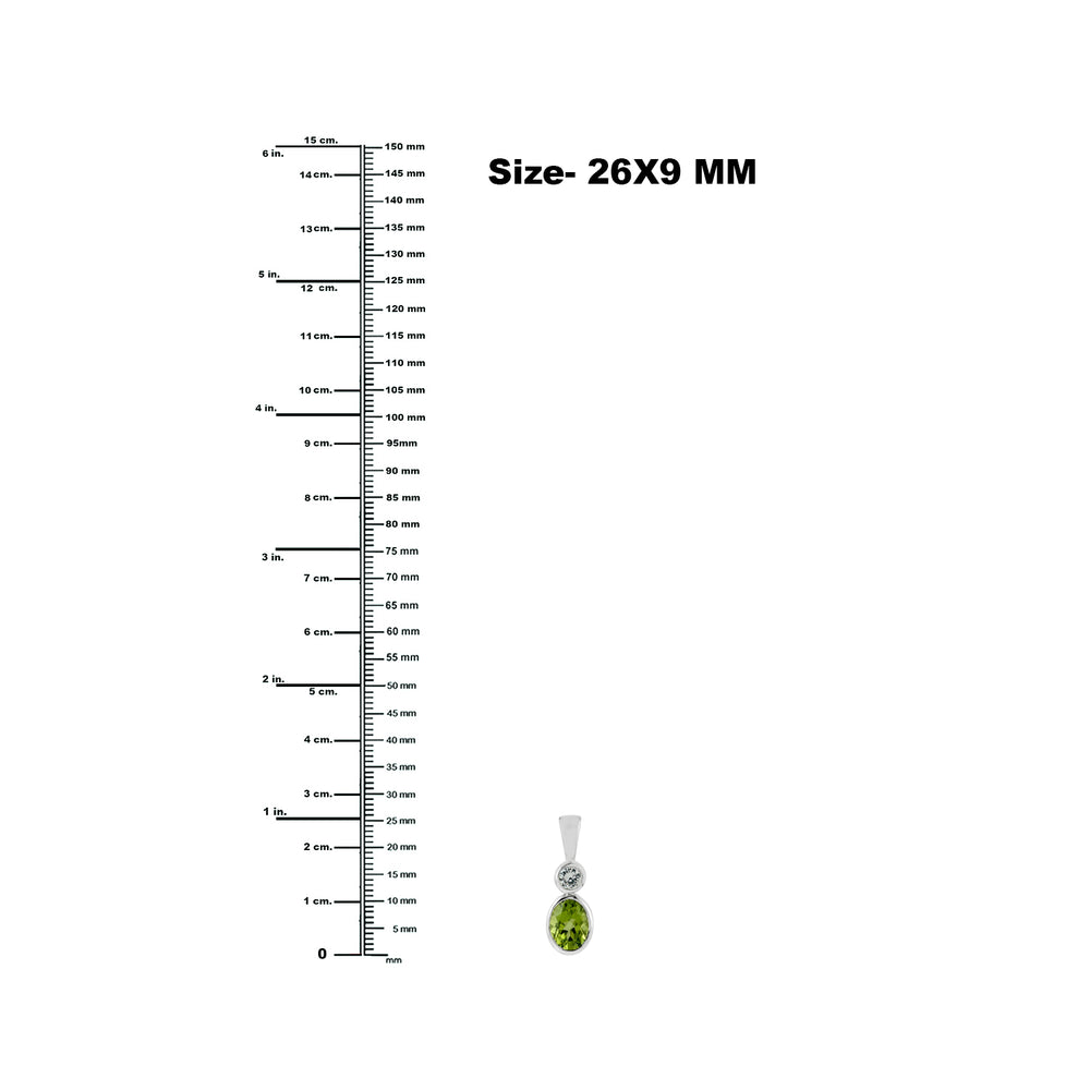 Peridot Pendant with Sapphire in 14k White Gold – August Birthstone Fine Jewelry