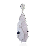 Carved Jade Marquise Blue Sapphire Pave Diamond Drop Pendant 18K White Gold