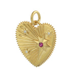 Bezel Set Ruby Prong Diamond Star Sunburst Heart Shape Pendant