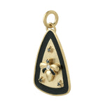 18K Yellow Gold Prong Diamond Bee With Triangle Enamel Pendant