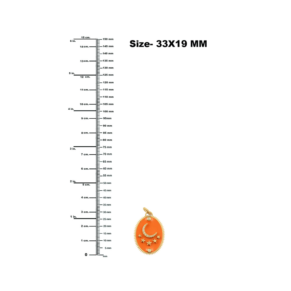 Crescent Moon and Star Enamel Pendant in 18K Yellow Gold – Celestial Gift Jewelry