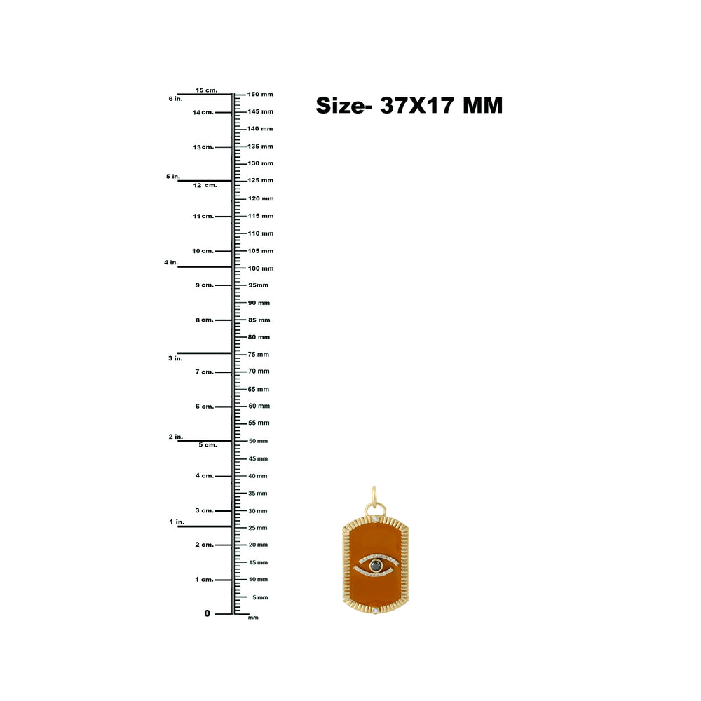 Black White Diamond Evil Eye Tarot Card Enamel Pendant In 18k Yellow Gold