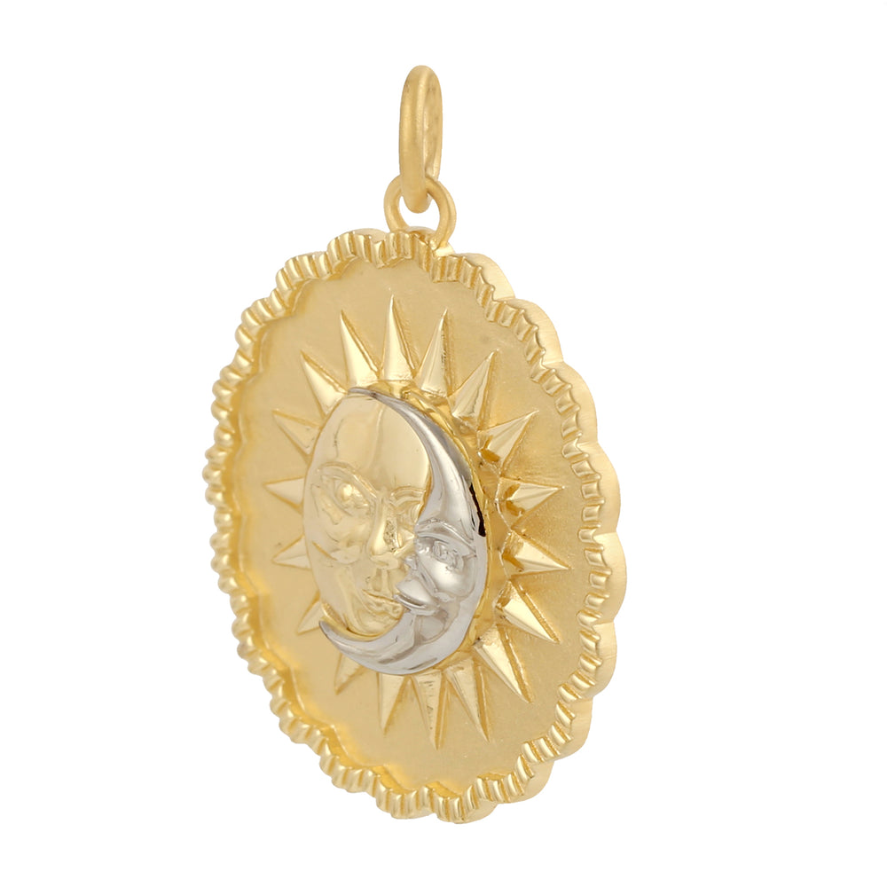 14K Yellow And White Gold Sun & Crescent Moon Charm Pendant