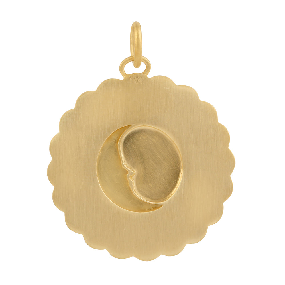 14K Yellow And White Gold Sun & Crescent Moon Charm Pendant