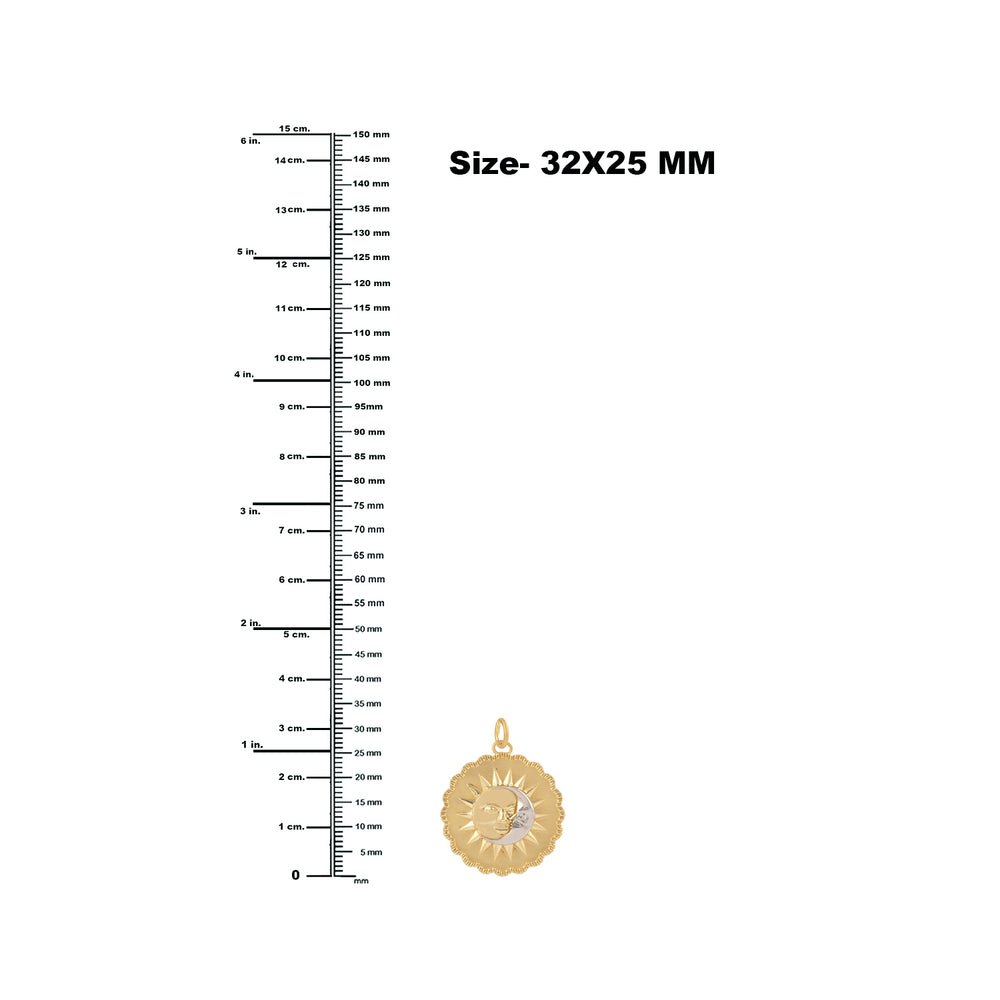 14K Yellow And White Gold Sun & Crescent Moon Charm Pendant