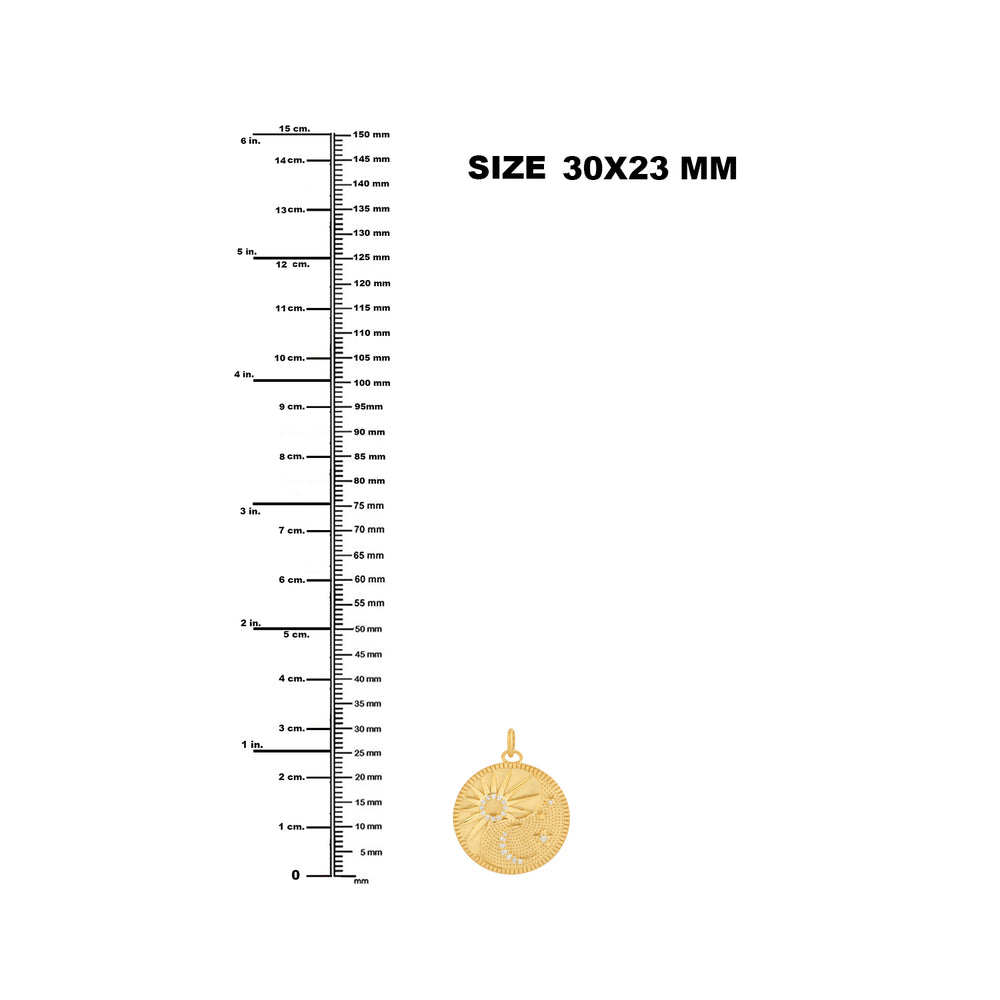 14k Yellow Gold Crescent Moon Sun And Star Pendant Pave Diamond