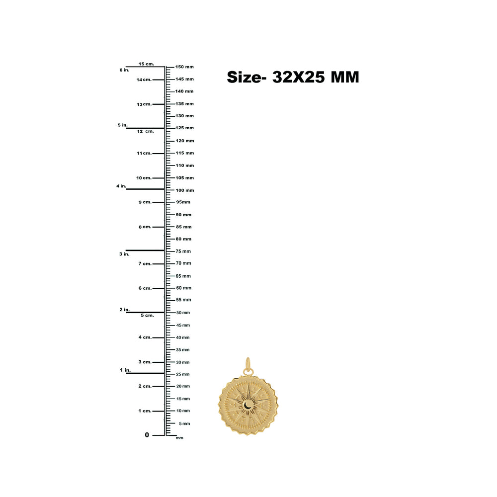 14K Solid Yellow Gold North Star Pendant Handmade Jewelry