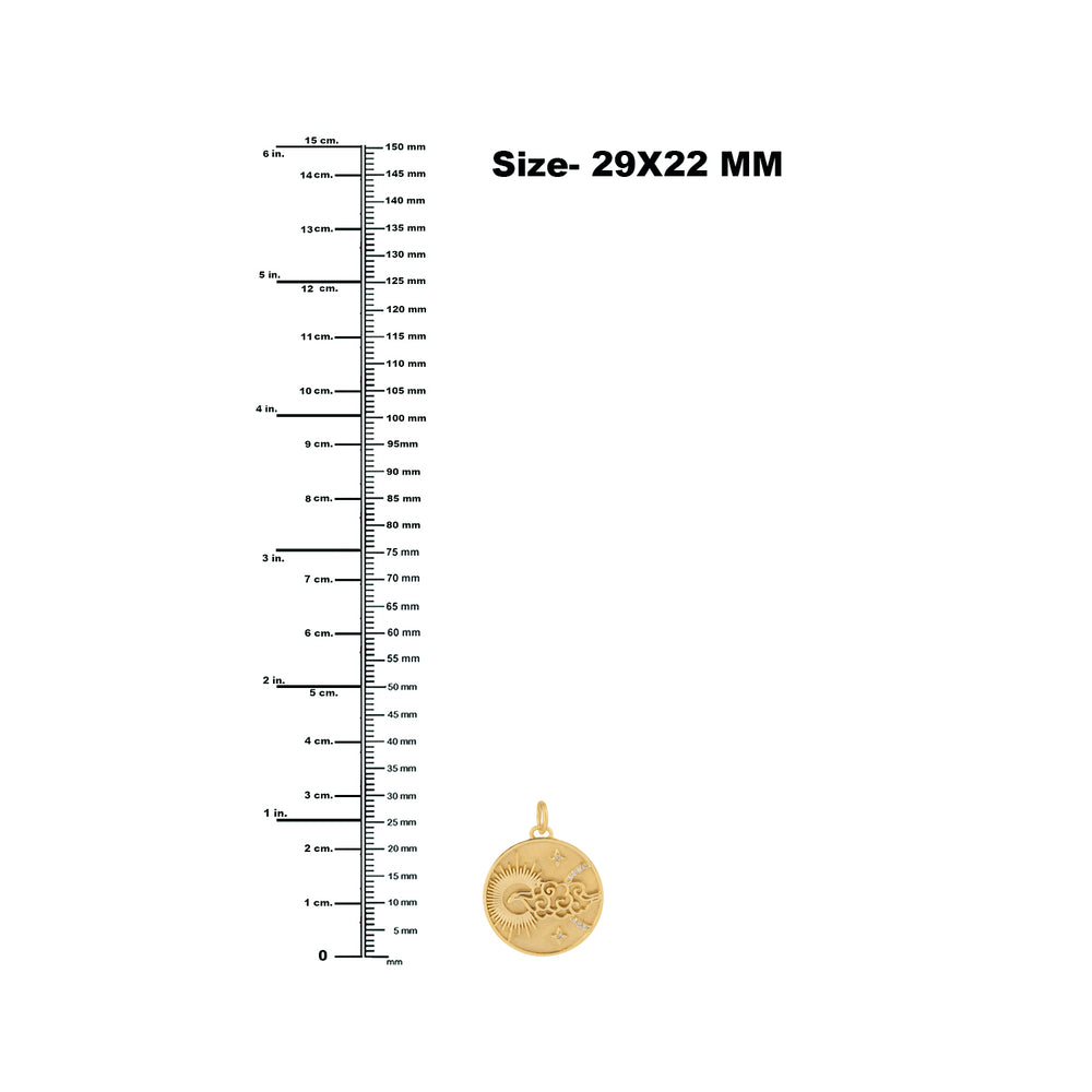 14K Yellow Gold Pave Diamond Handmade Sun Star Cloud Pendant