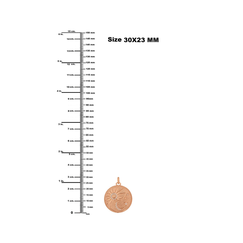 14K Rose Gold Pave Diamond Crescent Moon & Sun Star Pendant – Fine Jewelry