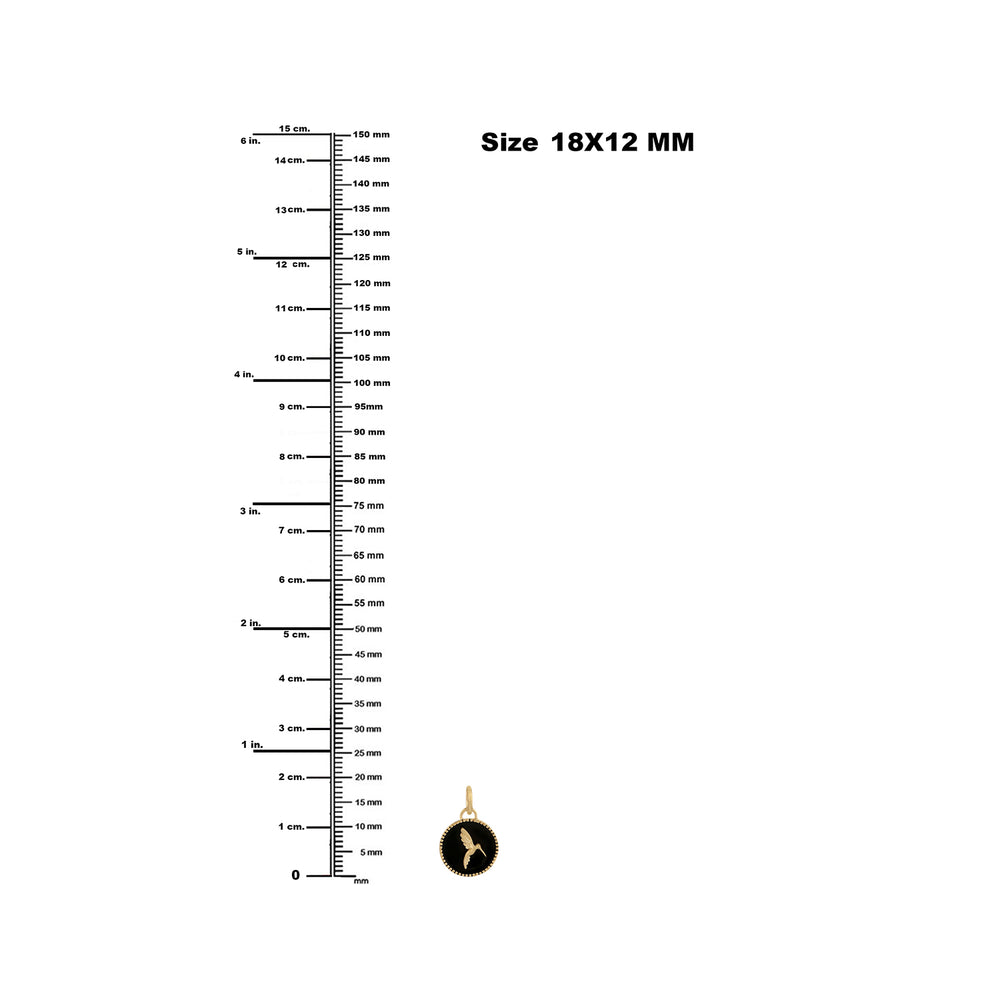 Solid 14k Yellow Gold Hummingbirds Enamel Charm Pendant For Gift