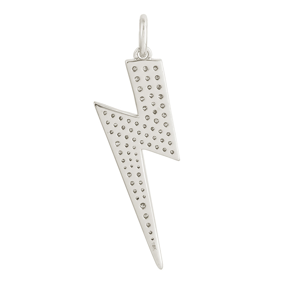Pave Diamond Lighting Thunder Strom Sign Charm In 18k White Gold