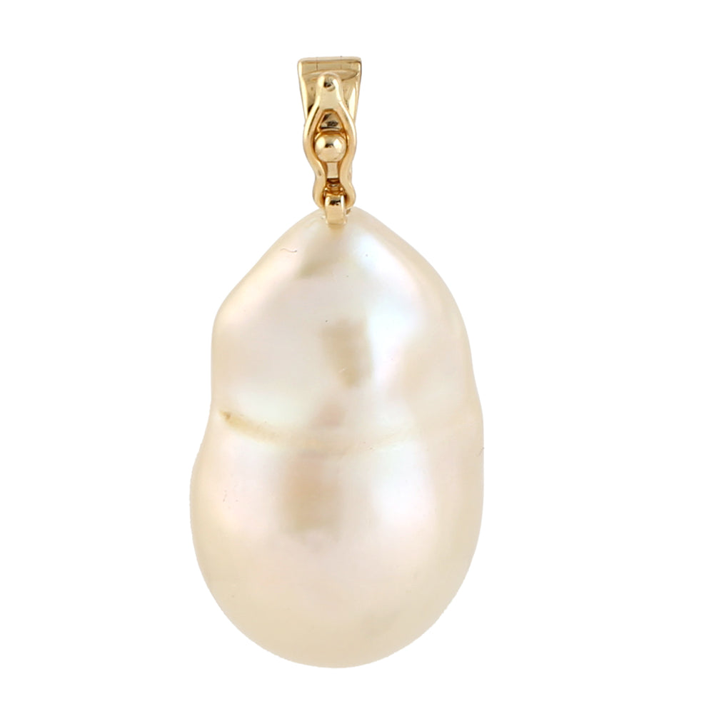 Natural Gemstone Emerald Diamond 14k Soild Yellow Gold Pearl pendant