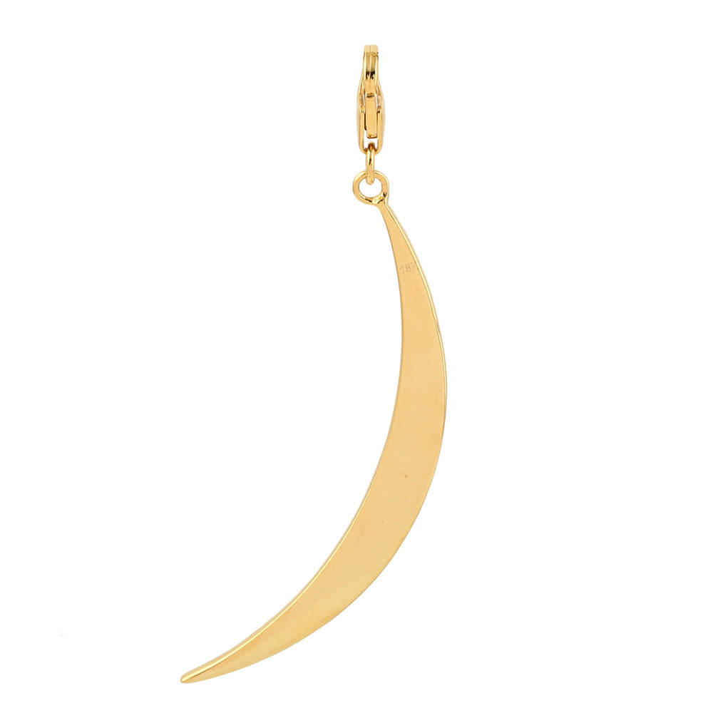 Multiple Gemstone Enamel Crescent Moon Pendant In 18k Yellow Gold For Gift