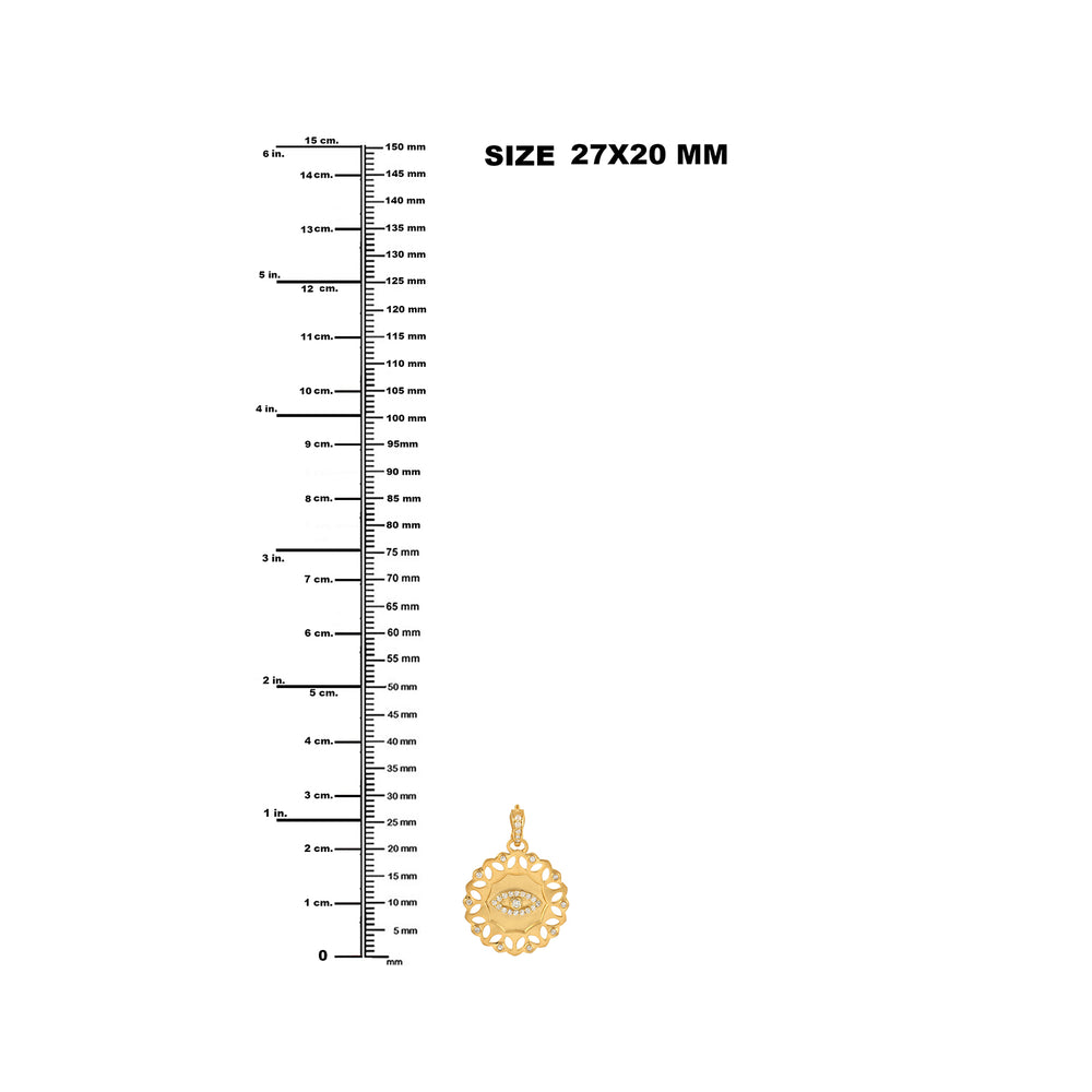 14k Solid Yellow Gold Pave Diamond Evil Eye Design Pendant For Gift