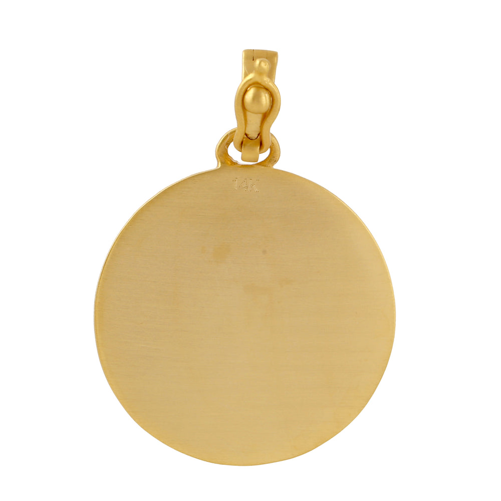 14k Yellow Gold Beautiful Enamel Pave Diamond Evil Eye Pendant