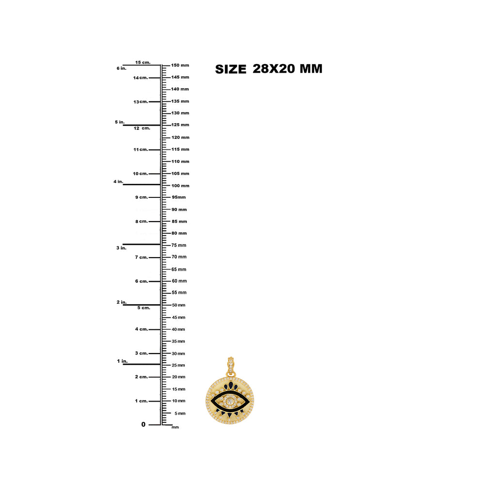 14k Yellow Gold Beautiful Enamel Pave Diamond Evil Eye Pendant