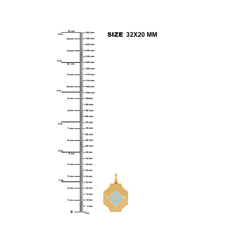 14k Yellow Gold Pave Diamond Enamel Shield Pendant For Gifts